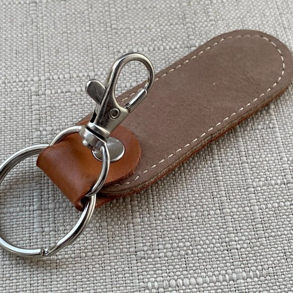 Leather Keychain Brown/Tan Keys Holder Double Sided Key chains Handmade - Picture 4 of 8